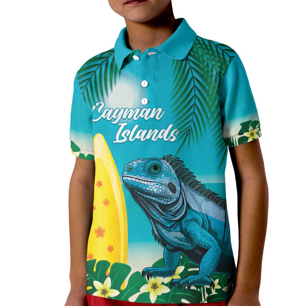 Blue Iguana Cayman Islands Kid Polo Shirt Turquoise Tropical Vibes - Wonder Print Shop