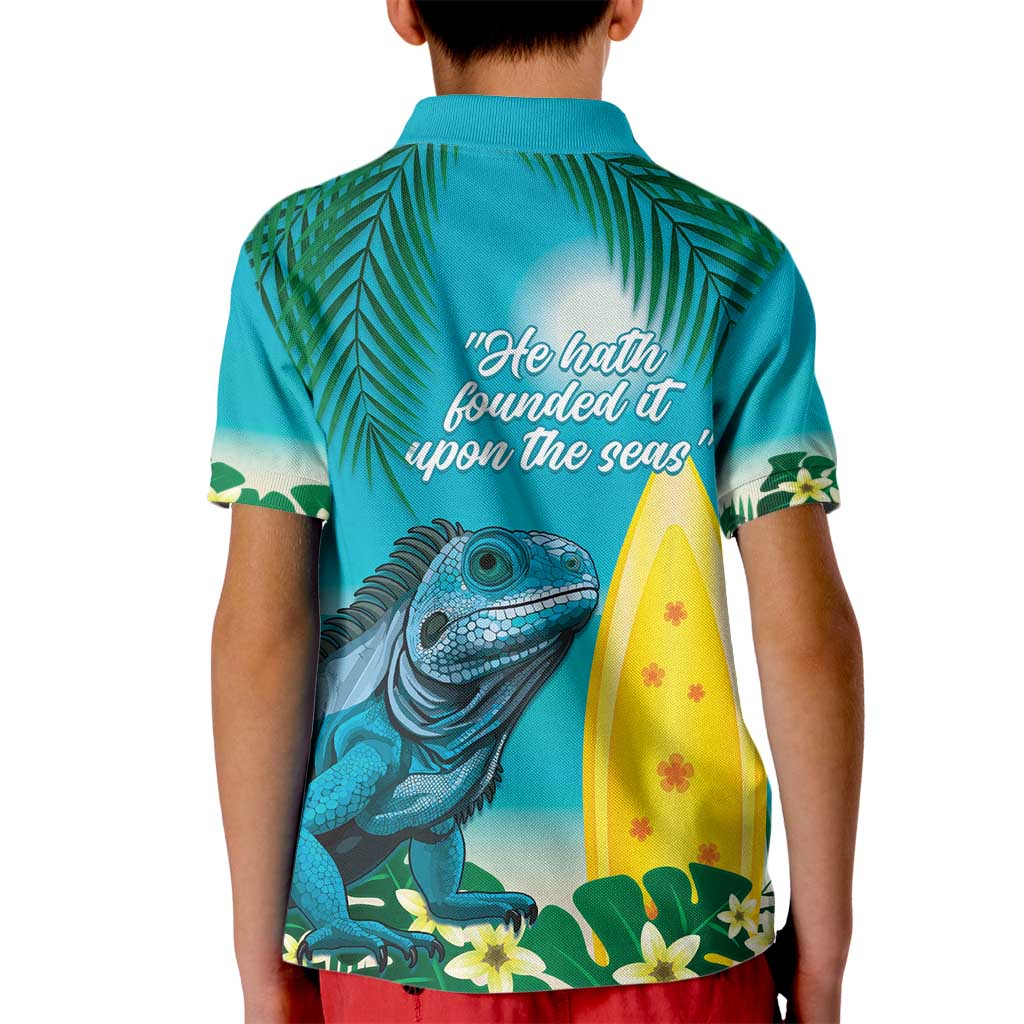 Blue Iguana Cayman Islands Kid Polo Shirt Turquoise Tropical Vibes - Wonder Print Shop