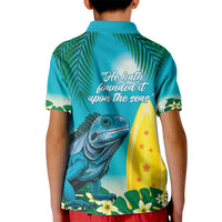Blue Iguana Cayman Islands Kid Polo Shirt Turquoise Tropical Vibes - Wonder Print Shop