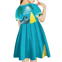 Blue Iguana Cayman Islands Kid Short Sleeve Dress Turquoise Tropical Vibes - Wonder Print Shop