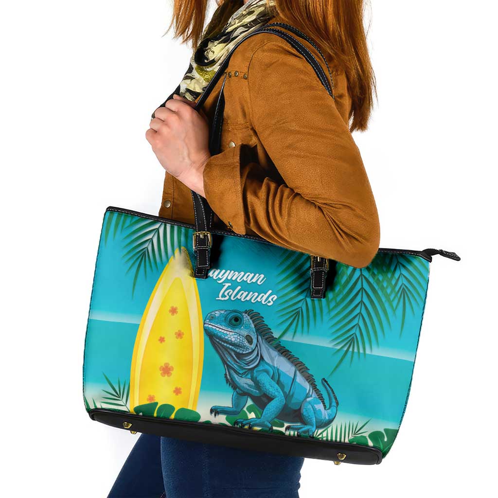 Blue Iguana Cayman Islands Leather Tote Bag Turquoise Tropical Vibes