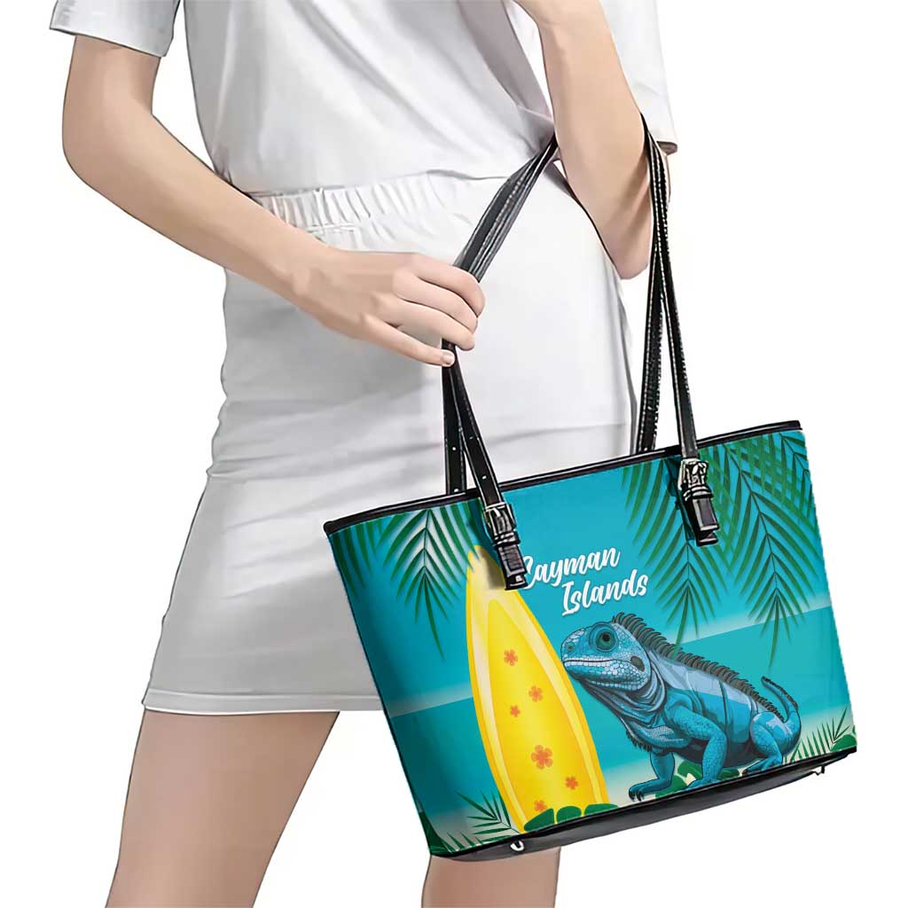 Blue Iguana Cayman Islands Leather Tote Bag Turquoise Tropical Vibes