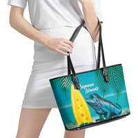 Blue Iguana Cayman Islands Leather Tote Bag Turquoise Tropical Vibes