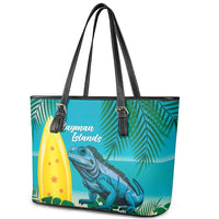Blue Iguana Cayman Islands Leather Tote Bag Turquoise Tropical Vibes