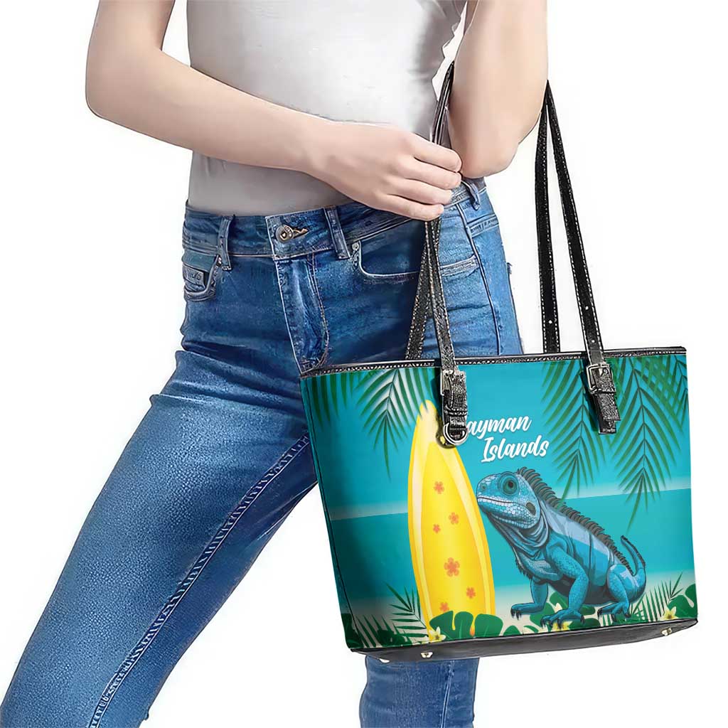 Blue Iguana Cayman Islands Leather Tote Bag Turquoise Tropical Vibes