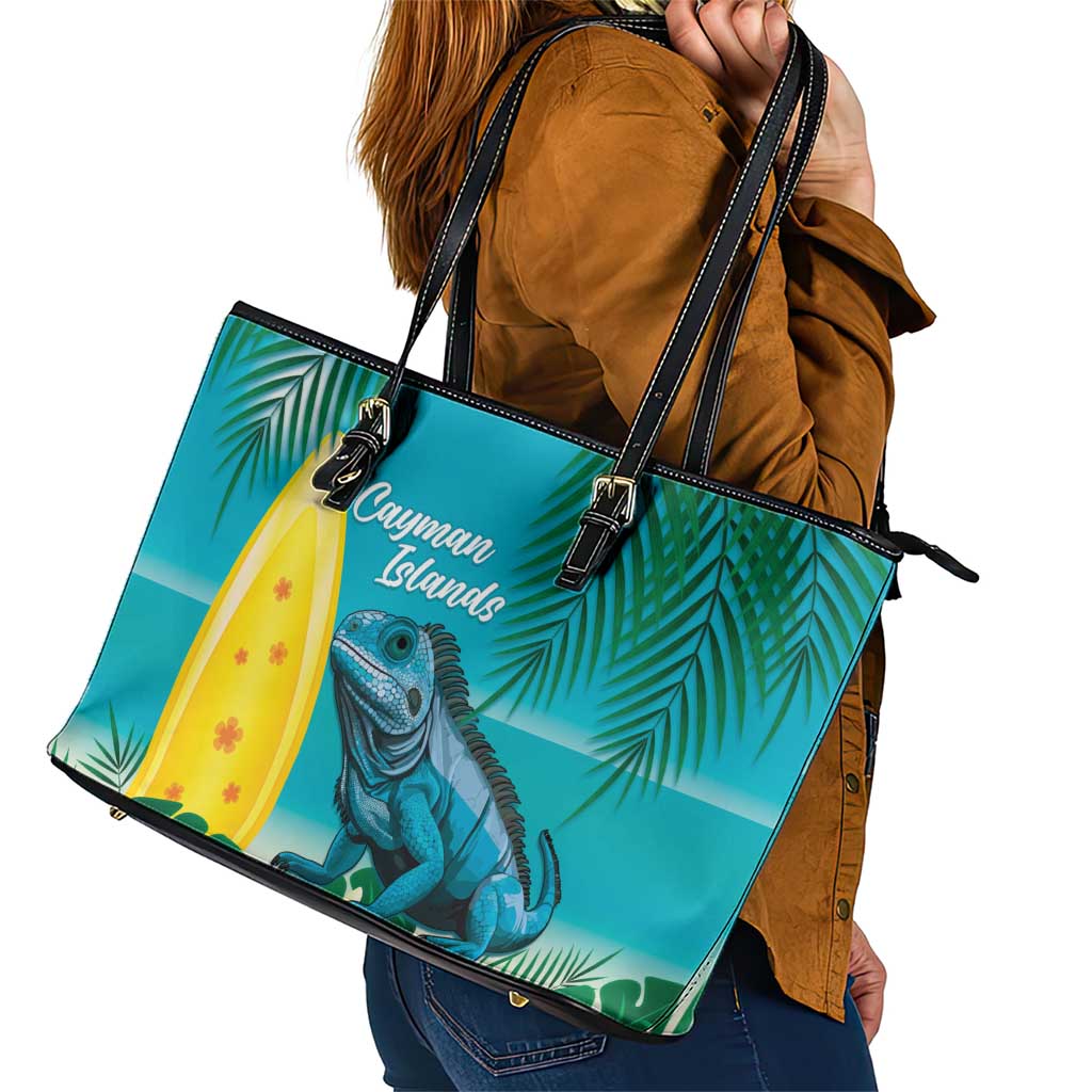 Blue Iguana Cayman Islands Leather Tote Bag Turquoise Tropical Vibes