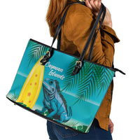 Blue Iguana Cayman Islands Leather Tote Bag Turquoise Tropical Vibes