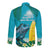 Blue Iguana Cayman Islands Long Sleeve Button Shirt Turquoise Tropical Vibes