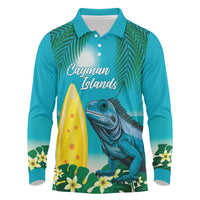 Blue Iguana Cayman Islands Long Sleeve Polo Shirt Turquoise Tropical Vibes - Wonder Print Shop