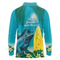 Blue Iguana Cayman Islands Long Sleeve Polo Shirt Turquoise Tropical Vibes - Wonder Print Shop