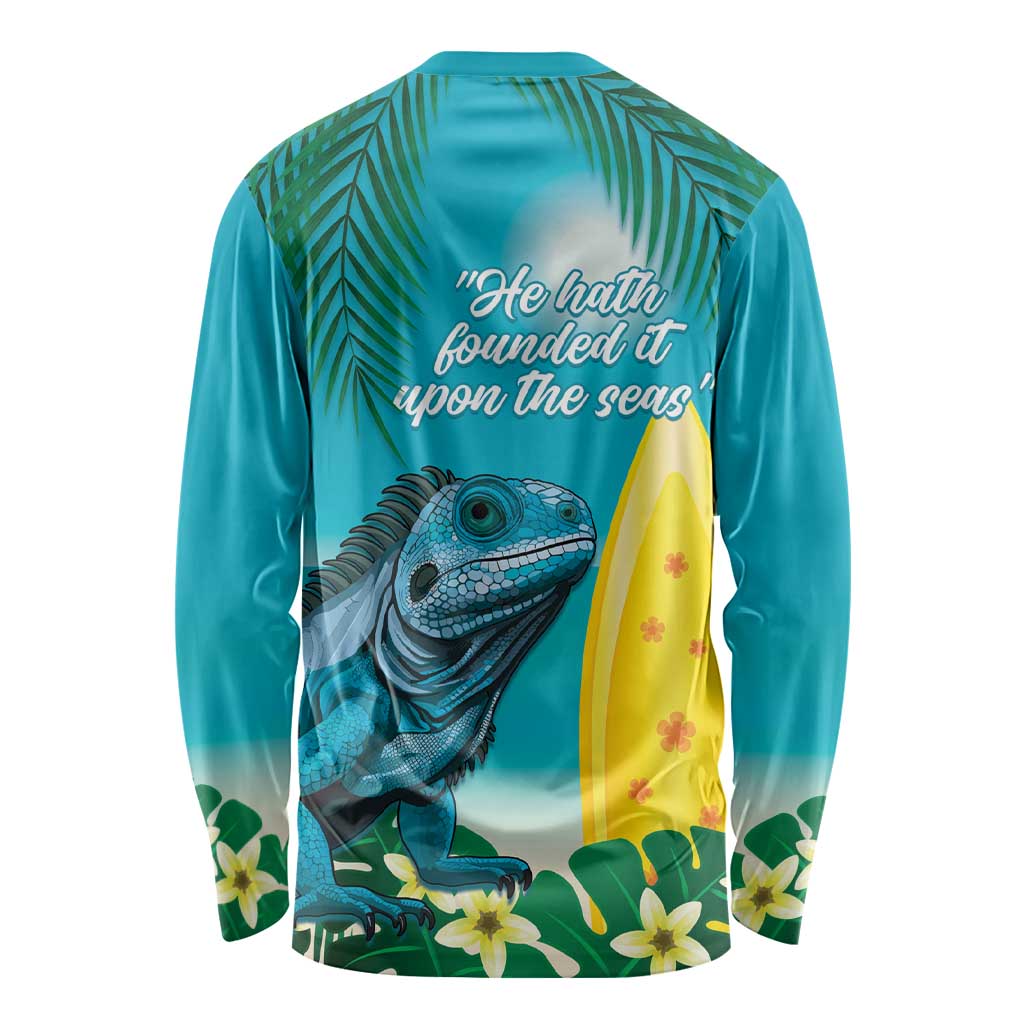 Blue Iguana Cayman Islands Long Sleeve Shirt Turquoise Tropical Vibes - Wonder Print Shop
