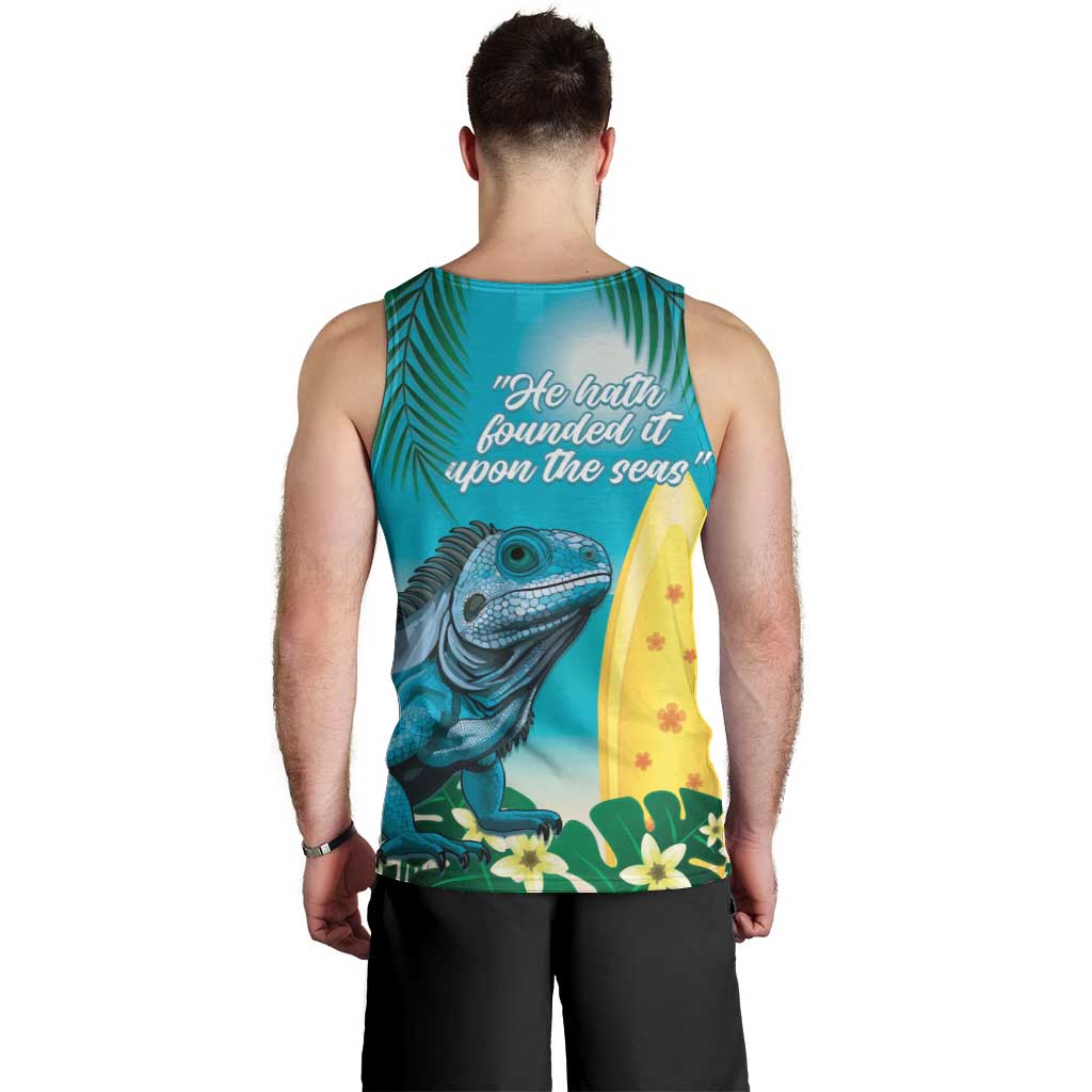 Blue Iguana Cayman Islands Men Tank Top Turquoise Tropical Vibes - Wonder Print Shop