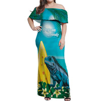 Blue Iguana Cayman Islands Off Shoulder Maxi Dress Turquoise Tropical Vibes - Wonder Print Shop