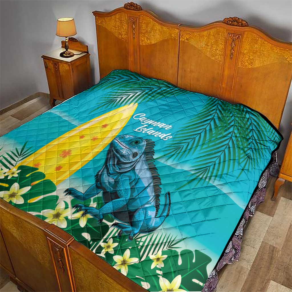 Blue Iguana Cayman Islands Quilt Turquoise Tropical Vibes - Wonder Print Shop