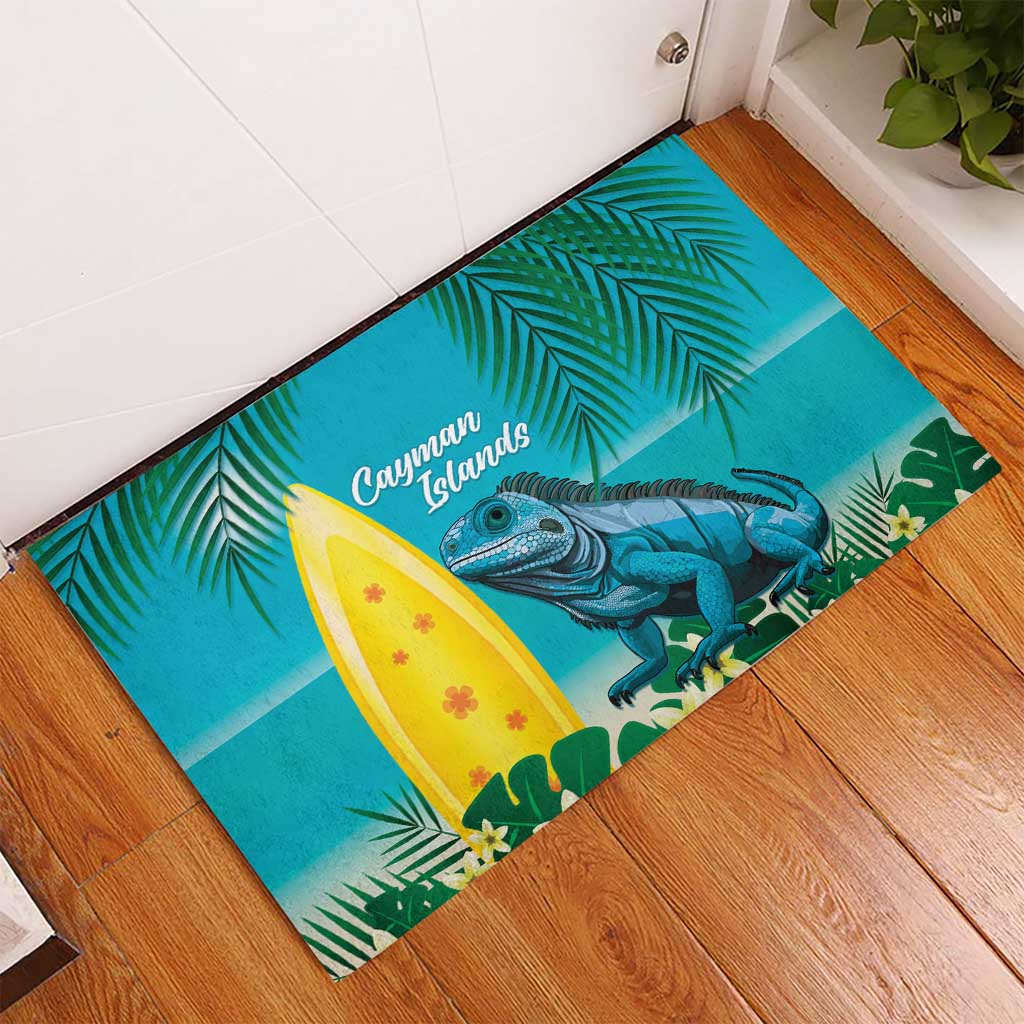 Blue Iguana Cayman Islands Rubber Doormat Turquoise Tropical Vibes - Wonder Print Shop