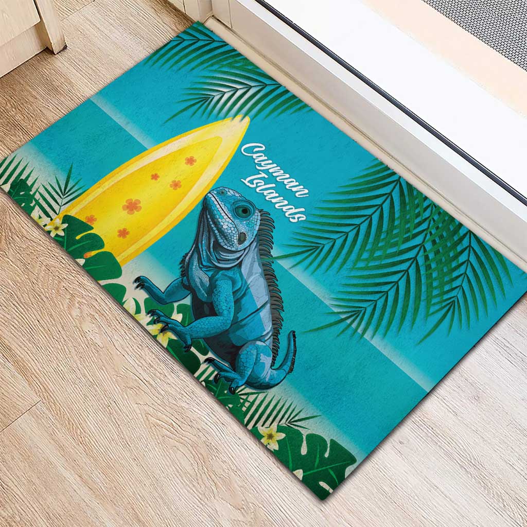 Blue Iguana Cayman Islands Rubber Doormat Turquoise Tropical Vibes - Wonder Print Shop