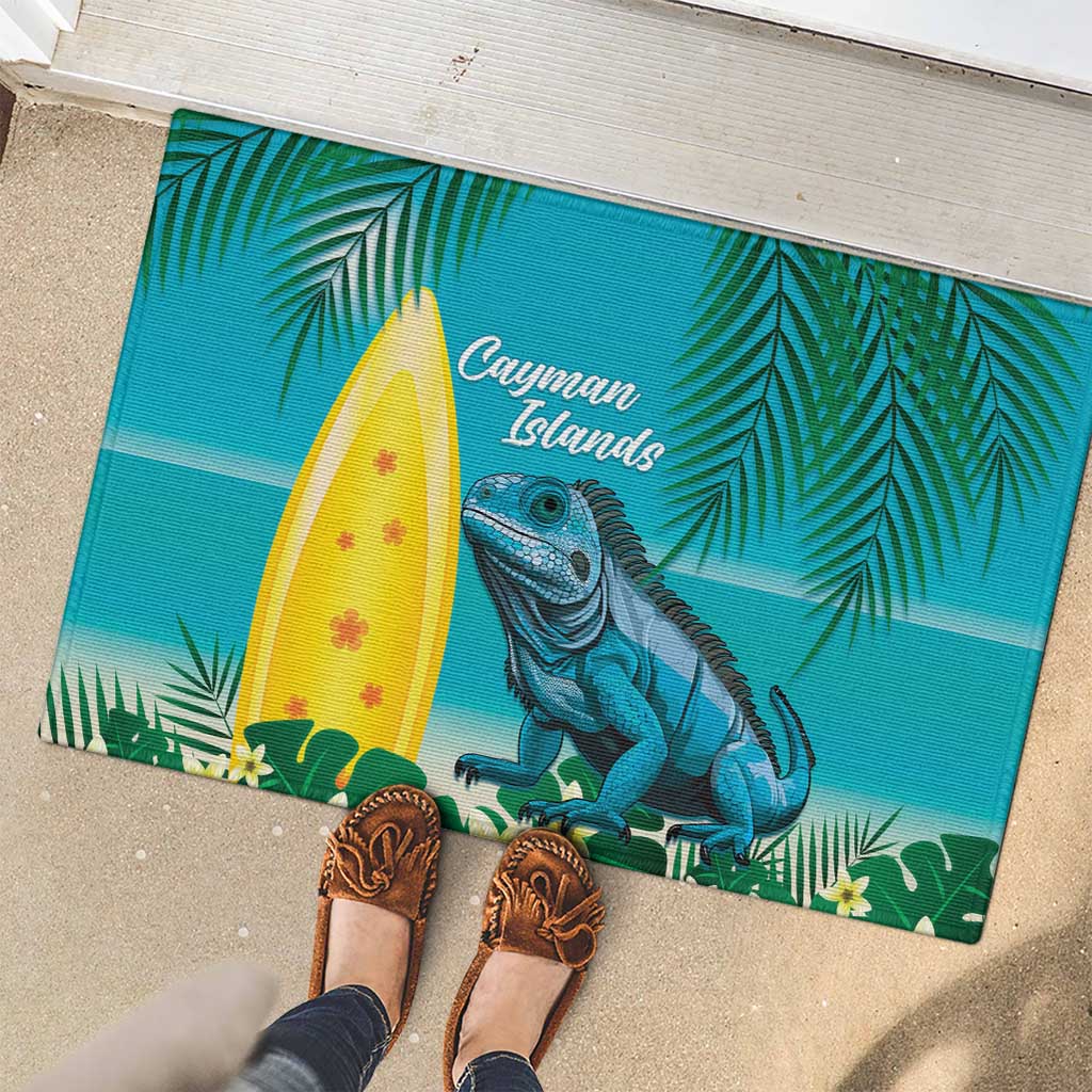 Blue Iguana Cayman Islands Rubber Doormat Turquoise Tropical Vibes - Wonder Print Shop