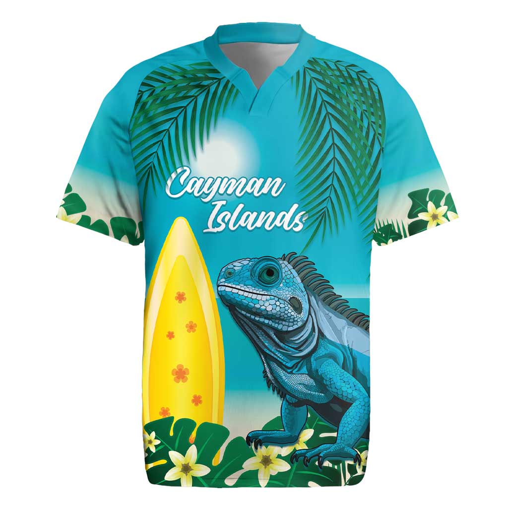 Blue Iguana Cayman Islands Rugby Jersey Turquoise Tropical Vibes - Wonder Print Shop