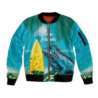 Blue Iguana Cayman Islands Sleeve Zip Bomber Jacket Turquoise Tropical Vibes - Wonder Print Shop
