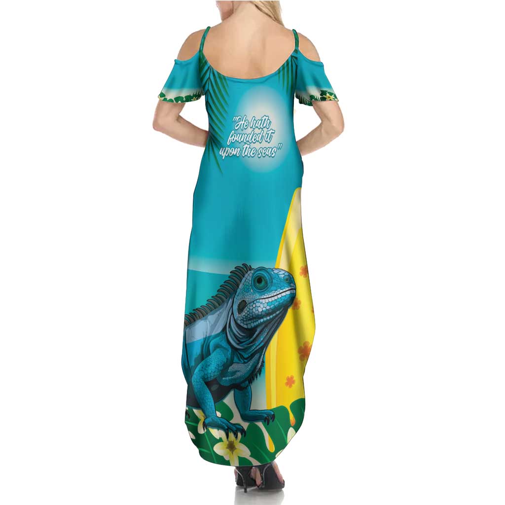Blue Iguana Cayman Islands Summer Maxi Dress Turquoise Tropical Vibes - Wonder Print Shop