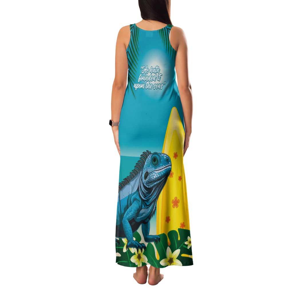 Blue Iguana Cayman Islands Tank Maxi Dress Turquoise Tropical Vibes - Wonder Print Shop