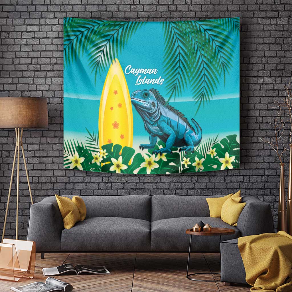 Blue Iguana Cayman Islands Tapestry Turquoise Tropical Vibes - Wonder Print Shop