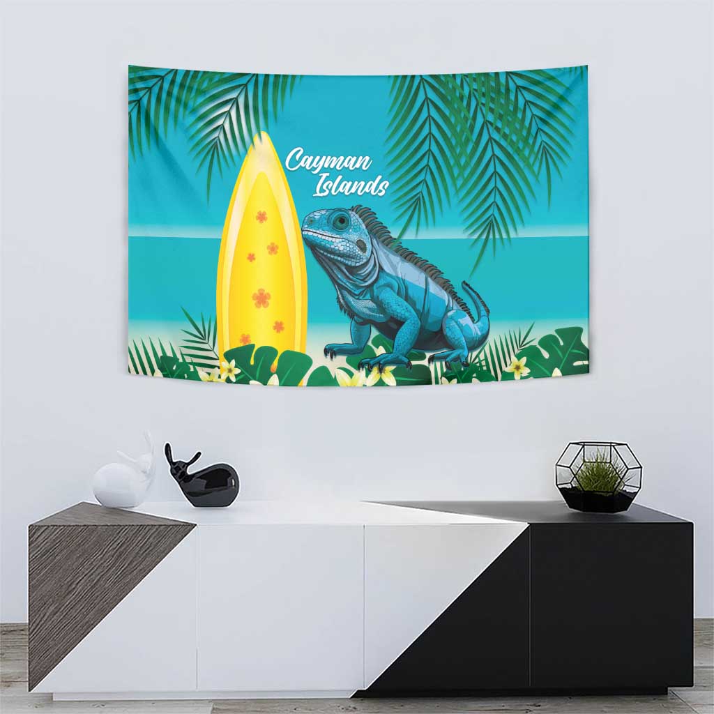 Blue Iguana Cayman Islands Tapestry Turquoise Tropical Vibes - Wonder Print Shop