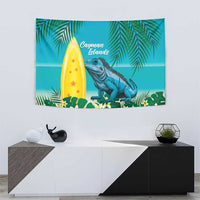 Blue Iguana Cayman Islands Tapestry Turquoise Tropical Vibes - Wonder Print Shop