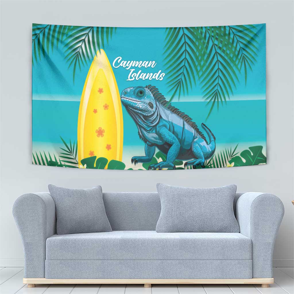 Blue Iguana Cayman Islands Tapestry Turquoise Tropical Vibes - Wonder Print Shop