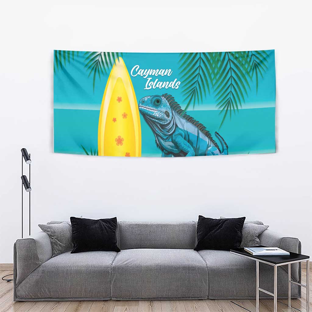 Blue Iguana Cayman Islands Tapestry Turquoise Tropical Vibes - Wonder Print Shop