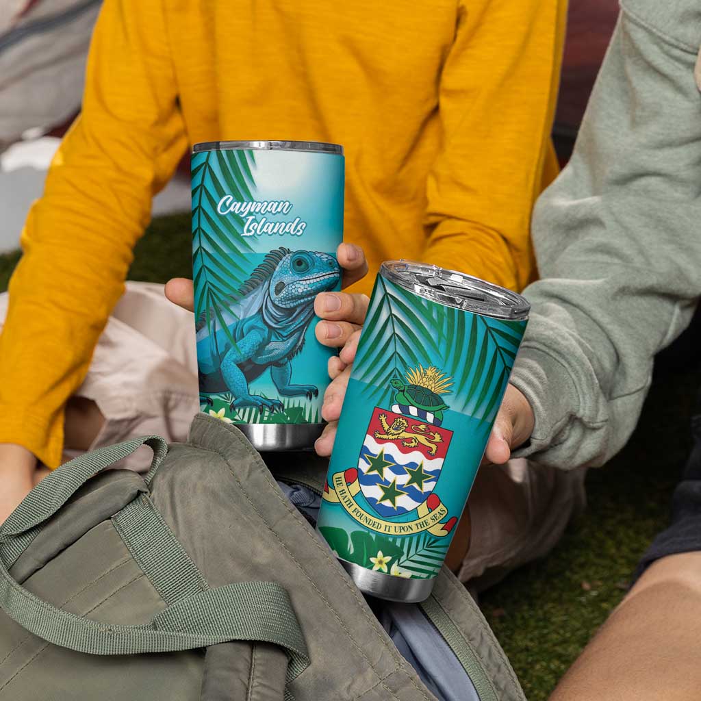 Blue Iguana Cayman Islands Tumbler Cup Turquoise Tropical Vibes - Wonder Print Shop