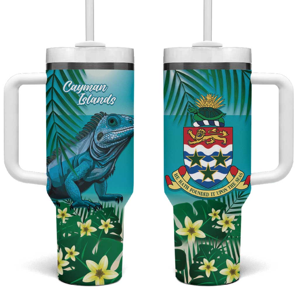Blue Iguana Cayman Islands Tumbler With Handle Turquoise Tropical Vibes - Wonder Print Shop