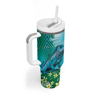 Blue Iguana Cayman Islands Tumbler With Handle Turquoise Tropical Vibes - Wonder Print Shop