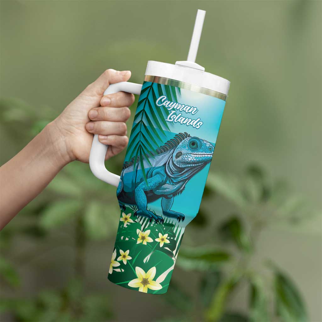 Blue Iguana Cayman Islands Tumbler With Handle Turquoise Tropical Vibes - Wonder Print Shop