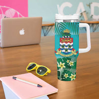 Blue Iguana Cayman Islands Tumbler With Handle Turquoise Tropical Vibes - Wonder Print Shop