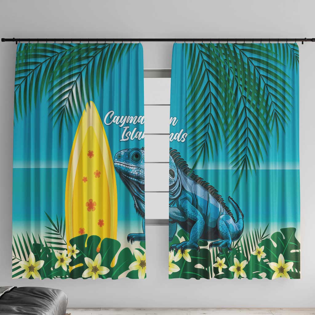 Blue Iguana Cayman Islands Window Curtain Turquoise Tropical Vibes - Wonder Print Shop