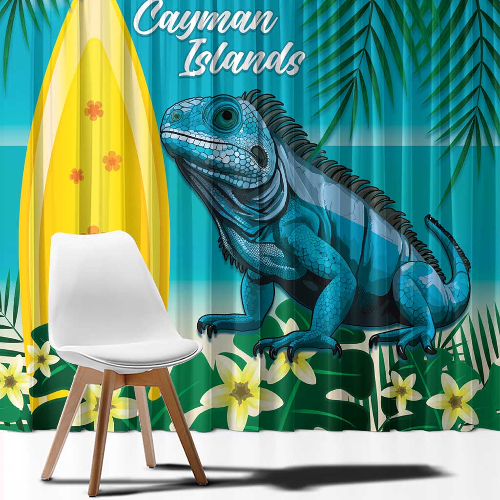 Blue Iguana Cayman Islands Window Curtain Turquoise Tropical Vibes - Wonder Print Shop
