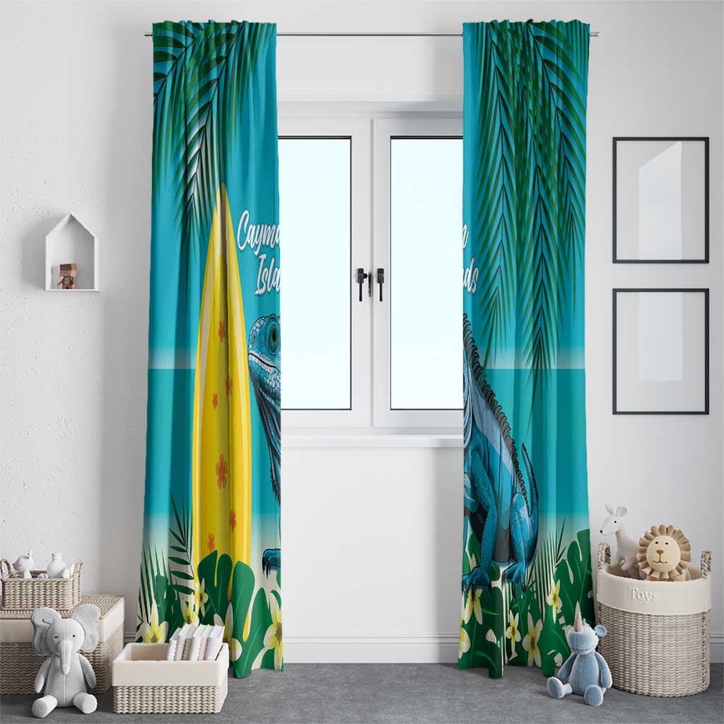Blue Iguana Cayman Islands Window Curtain Turquoise Tropical Vibes - Wonder Print Shop