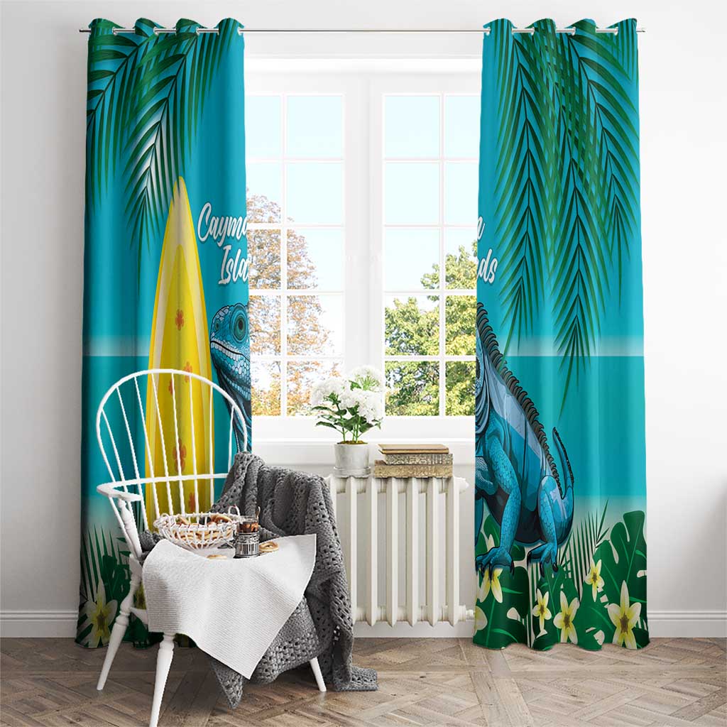 Blue Iguana Cayman Islands Window Curtain Turquoise Tropical Vibes - Wonder Print Shop