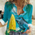 Blue Iguana Cayman Islands Women Casual Shirt Turquoise Tropical Vibes - Wonder Print Shop