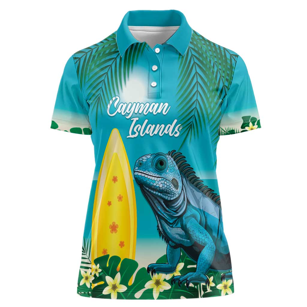 Blue Iguana Cayman Islands Women Polo Shirt Turquoise Tropical Vibes - Wonder Print Shop