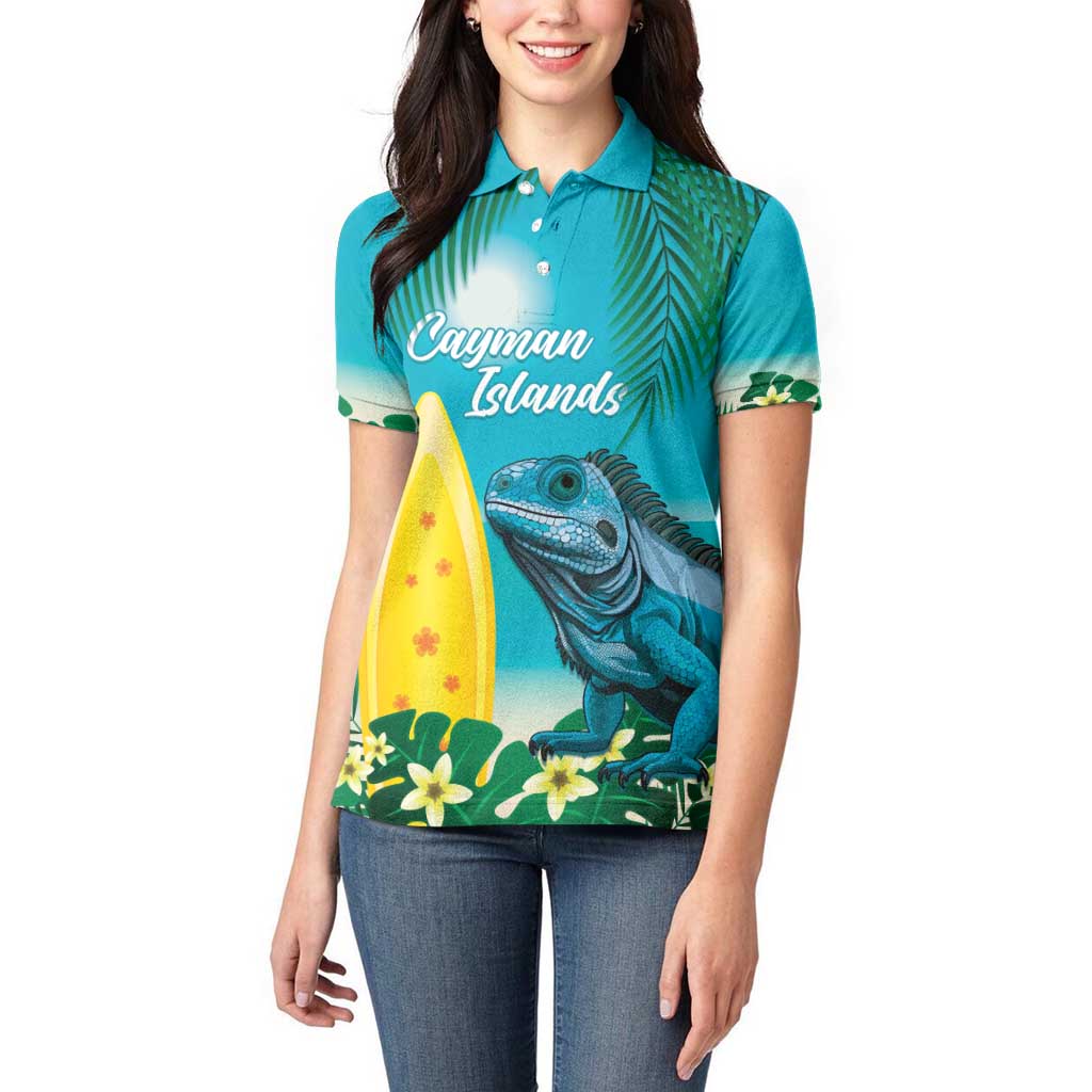 Blue Iguana Cayman Islands Women Polo Shirt Turquoise Tropical Vibes - Wonder Print Shop