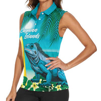 Blue Iguana Cayman Islands Women Sleeveless Polo Shirt Turquoise Tropical Vibes - Wonder Print Shop