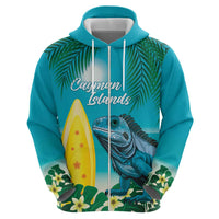 Blue Iguana Cayman Islands Zip Hoodie Turquoise Tropical Vibes - Wonder Print Shop