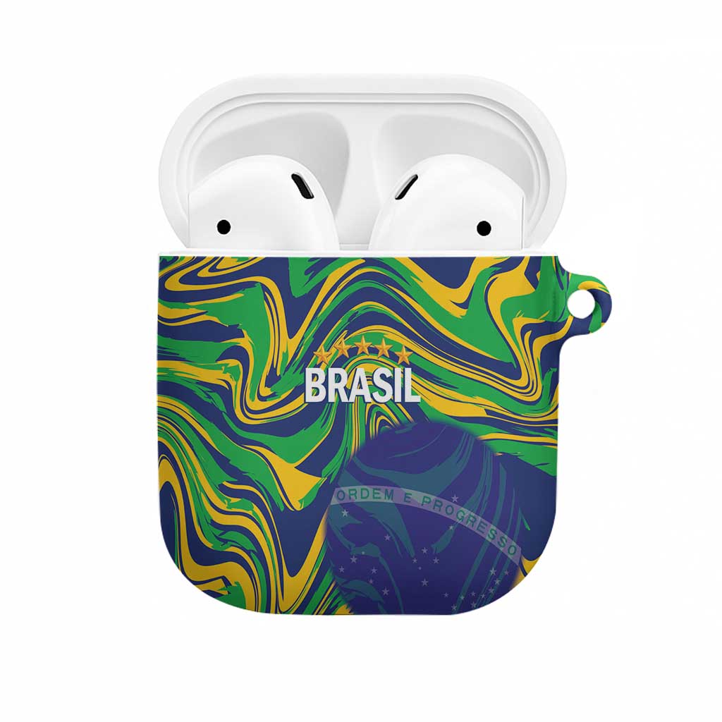 Brazil Football AirPods Case 2026 Vamos Brasil Marble Pattern - Wonder Print Shop