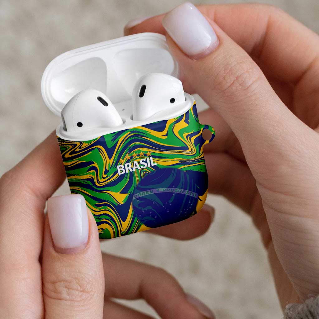 Brazil Football AirPods Case 2026 Vamos Brasil Marble Pattern - Wonder Print Shop