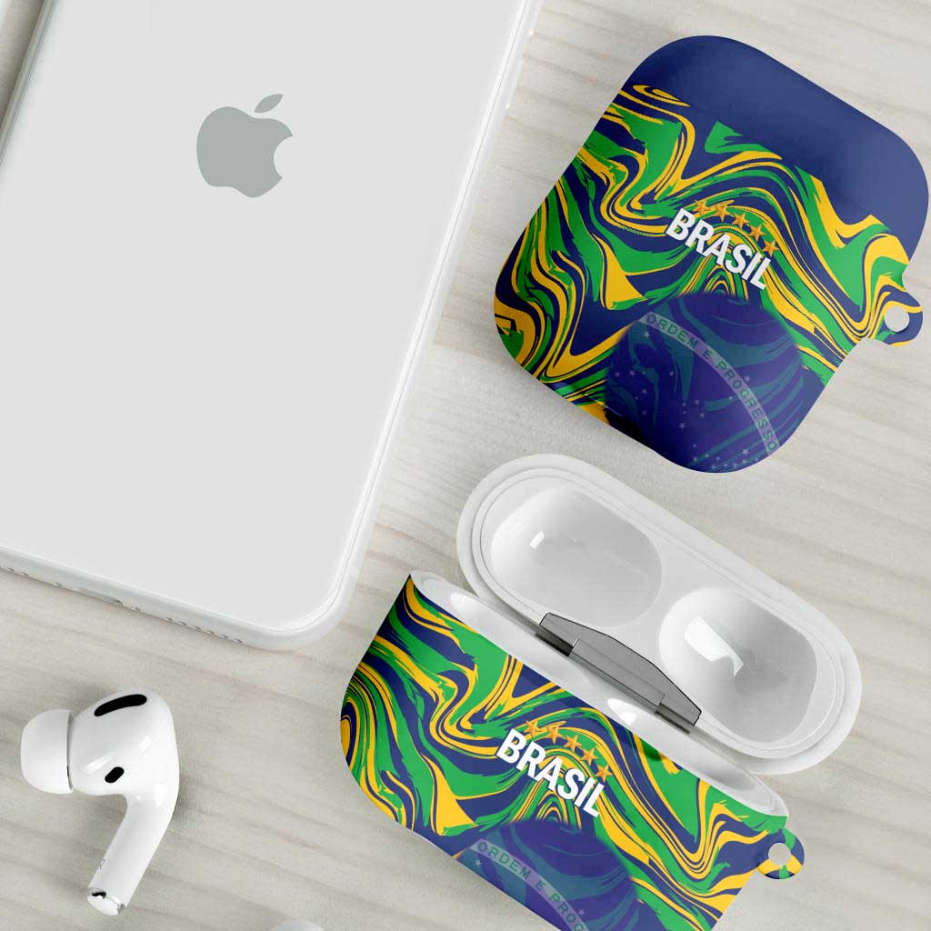 Brazil Football AirPods Case 2026 Vamos Brasil Marble Pattern - Wonder Print Shop