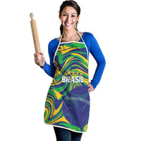 Brazil Football Apron 2026 Vamos Brasil Marble Pattern - Wonder Print Shop