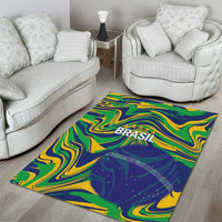 Brazil Football Area Rug 2026 Vamos Brasil Marble Pattern - Wonder Print Shop