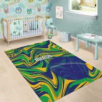 Brazil Football Area Rug 2026 Vamos Brasil Marble Pattern - Wonder Print Shop